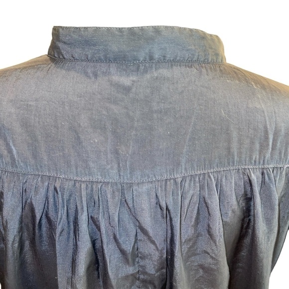 Earth Women's Top Size L Blue V=Neck Cap Sleeves Pullover Front Buttons - Picture 6 of 7